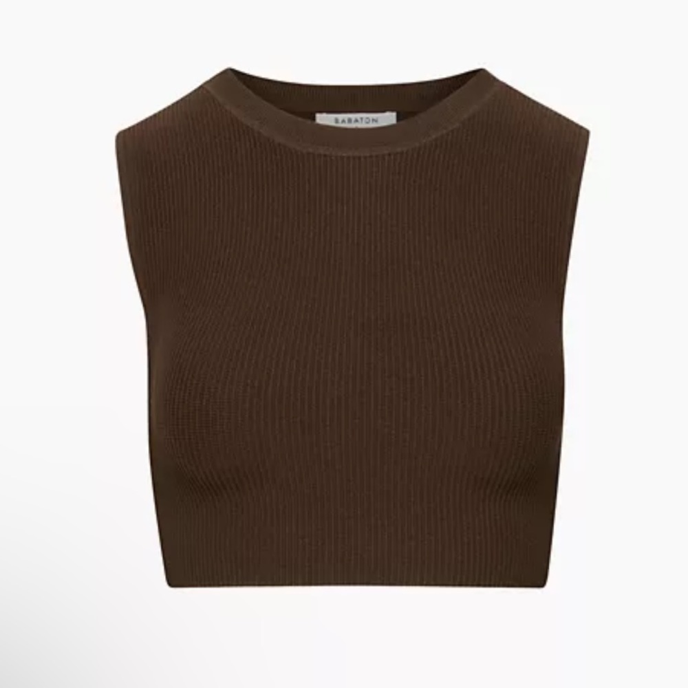 Aritzia Babaton brown cropped muscle top